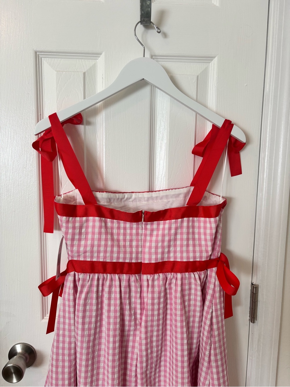 TCEC Pink Gingham Dress with Red Trim Details - Picture 8 of 8